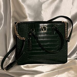 Victoria Secret Elegant Green Crocodile-Embossed Handbag (USED)